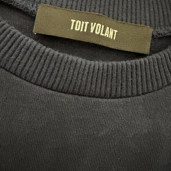 TOIT VOLANT Ruched Crop Tank Top in Navy Size XS - Picture 4 of 6